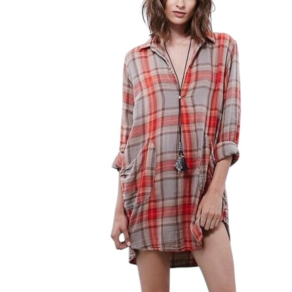 Free People X Cp Shades Plaid Campfire Teton Tunic Dress - S